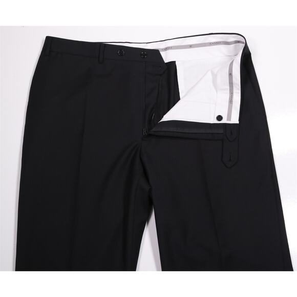 Canali 1934 Black Twill Wool Flat Front Dress Trousers Pants 36x26 - Picture 5 of 7